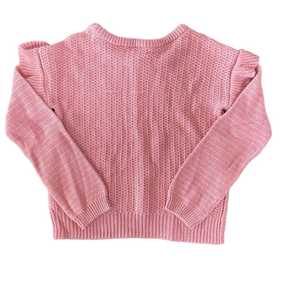 Girls Dusty Pink Knit Sweater, Ruffle Shoulder, Small (5/6), Children’s … - Picture 2 of 3